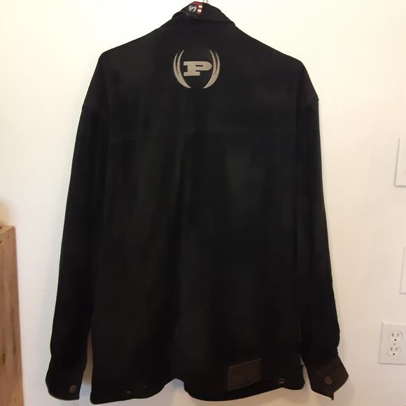 Vintage Phat Farm Mens 2XL Black Suede Leather Jacket Hip-Hop 90s Button - Picture 7 of 12